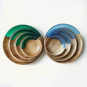 Houten Set Kommen - Azur Green - cocun.world