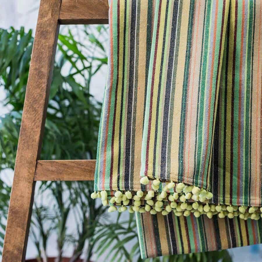 Katoen Linnen Plaid - Boho Lime - cocun.world