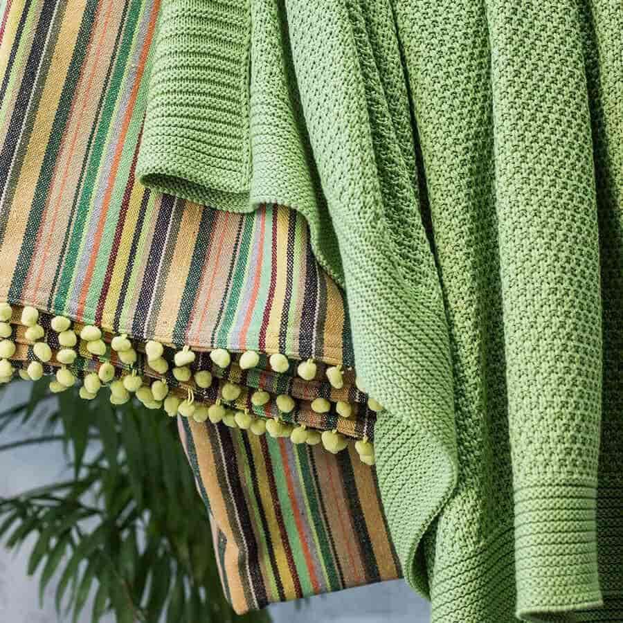 Katoen Linnen Plaid - Boho Lime - cocun.world