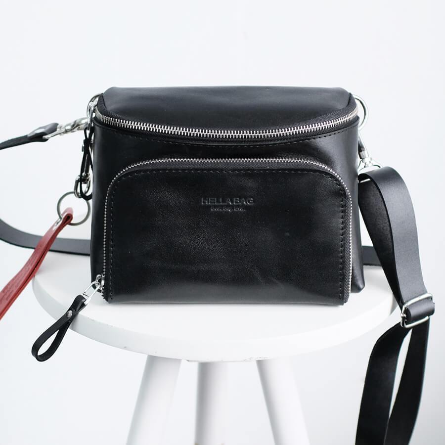 Lederen Cross Body Tas - Hella Black Classic - cocun.world