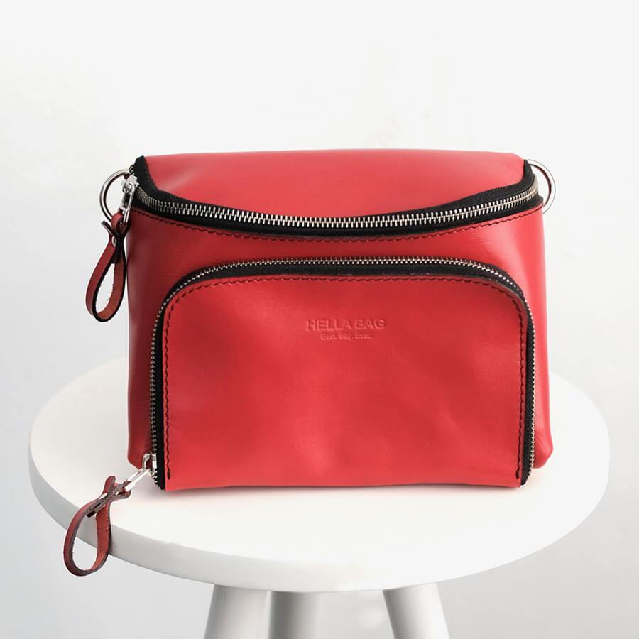 Lederen Cross Body Tas - Hella Red Classic - cocun.world